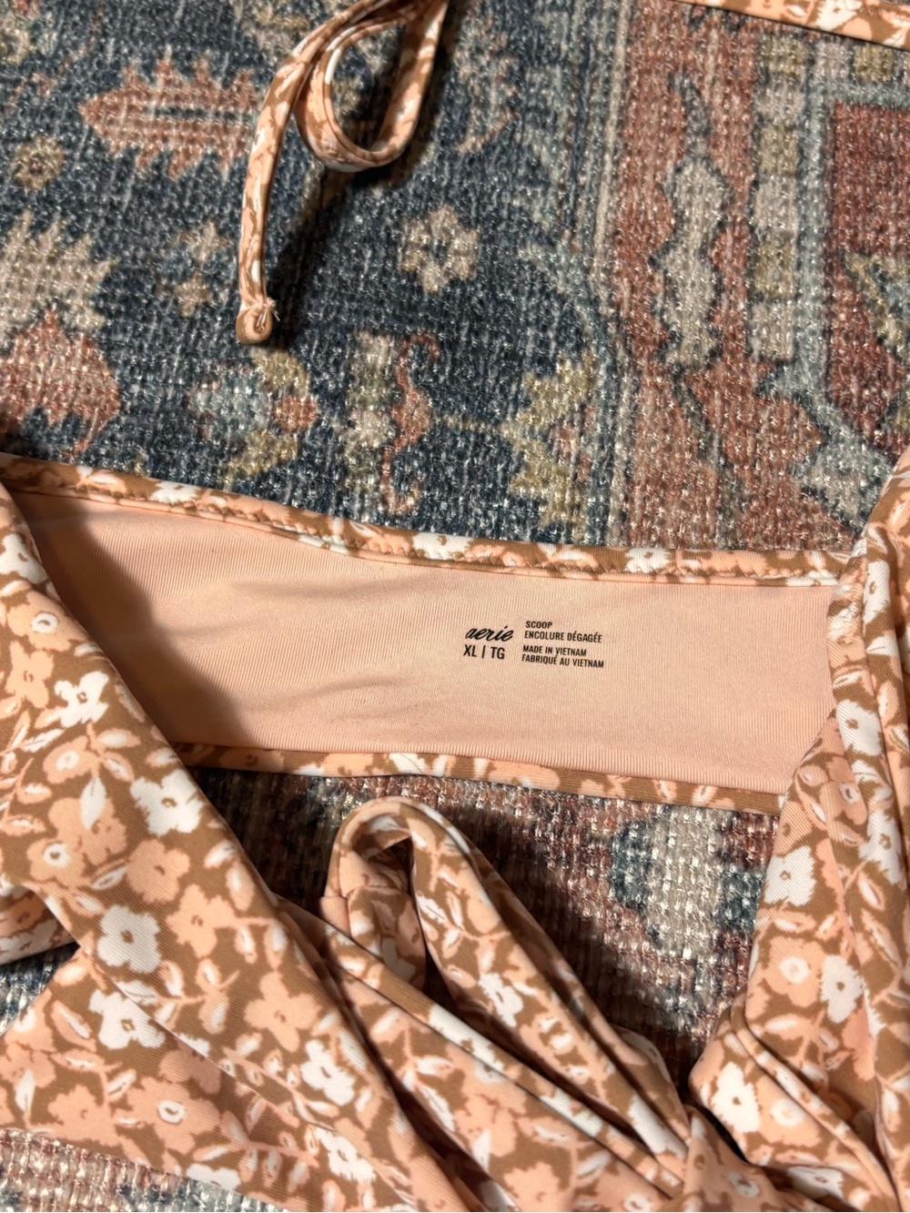 Aerie Wrap Halter High-Waisted Bikini – Peach Floral Print Women’s Size XL (NWT) - Picture 8 of 9